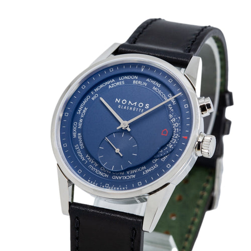807-Nomos Glashutte Men's 807 Zurich World Time Midnight Blue